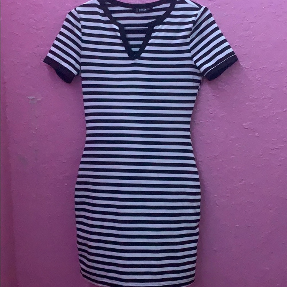 Black striped dress